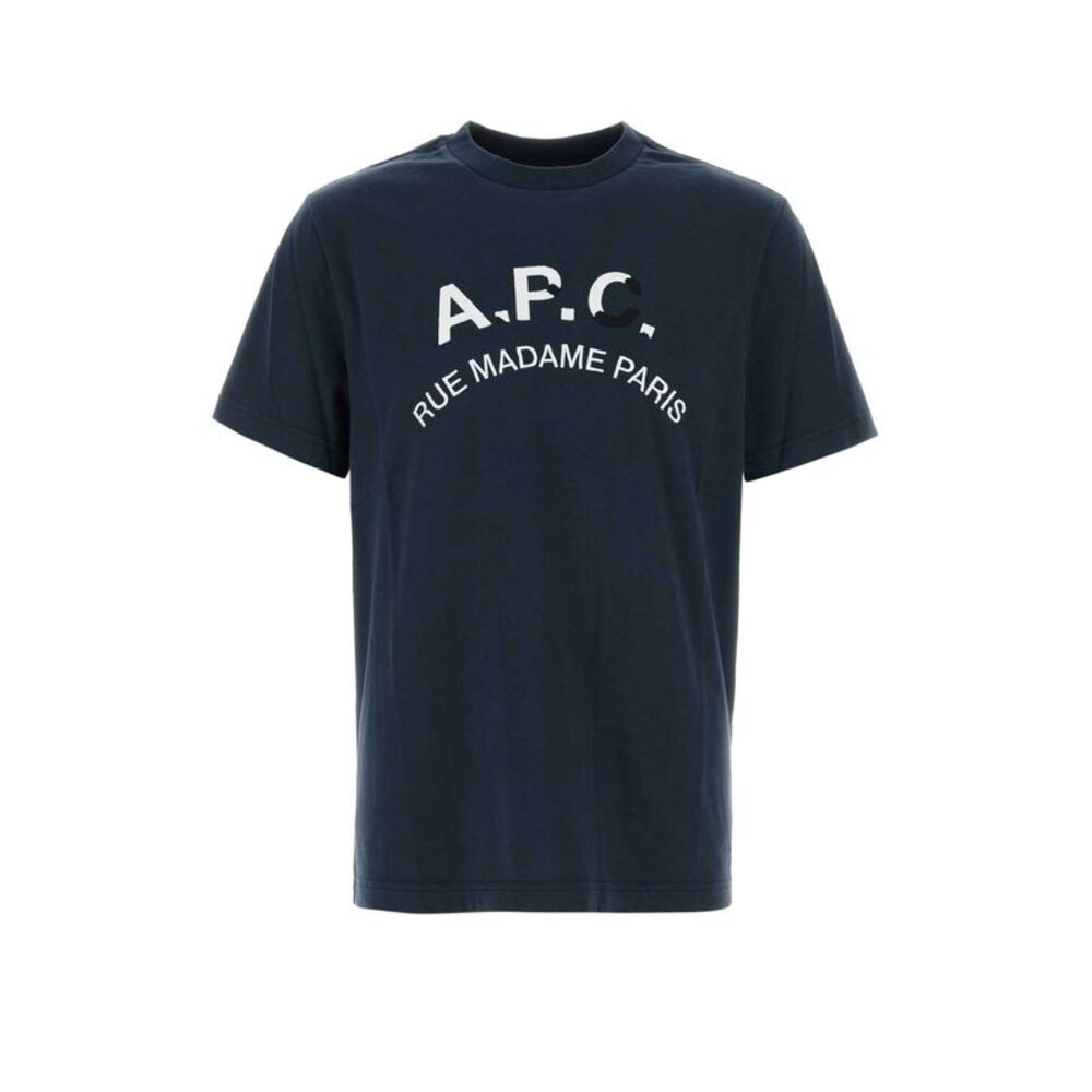 A.P.C. Men Navy Blue Cotton T-Shirt